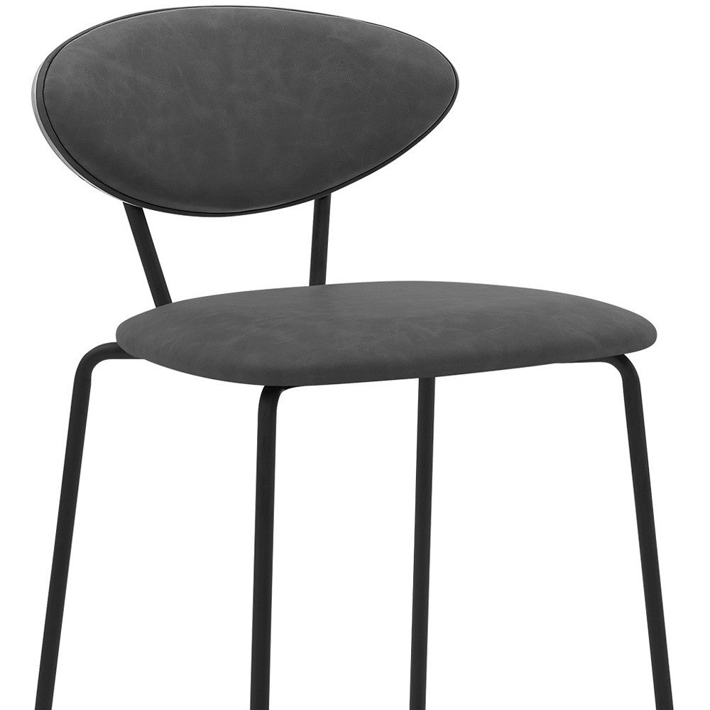 36" Gray Faux Leather And Iron Low Back Counter Height Bar Chair