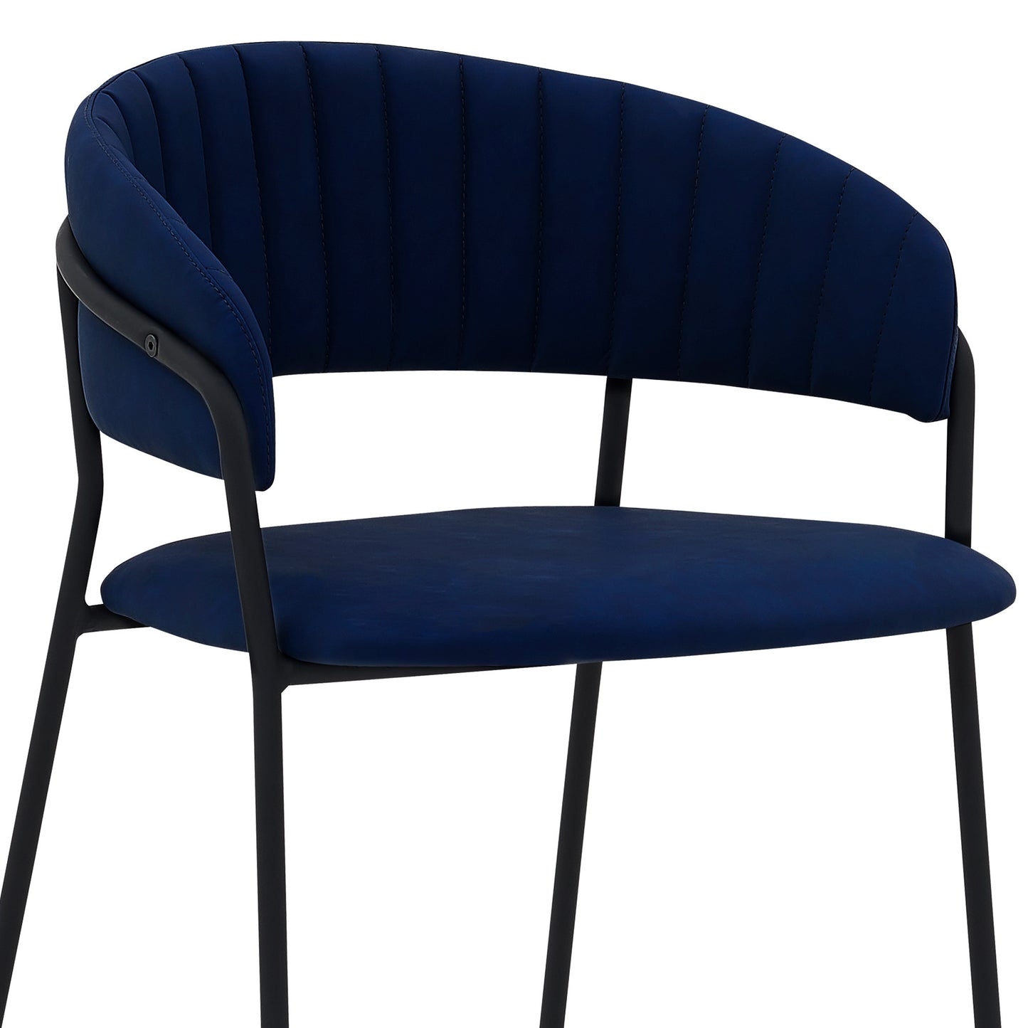 37" Blue Faux Leather And Iron Low Back Counter Height Bar Chair