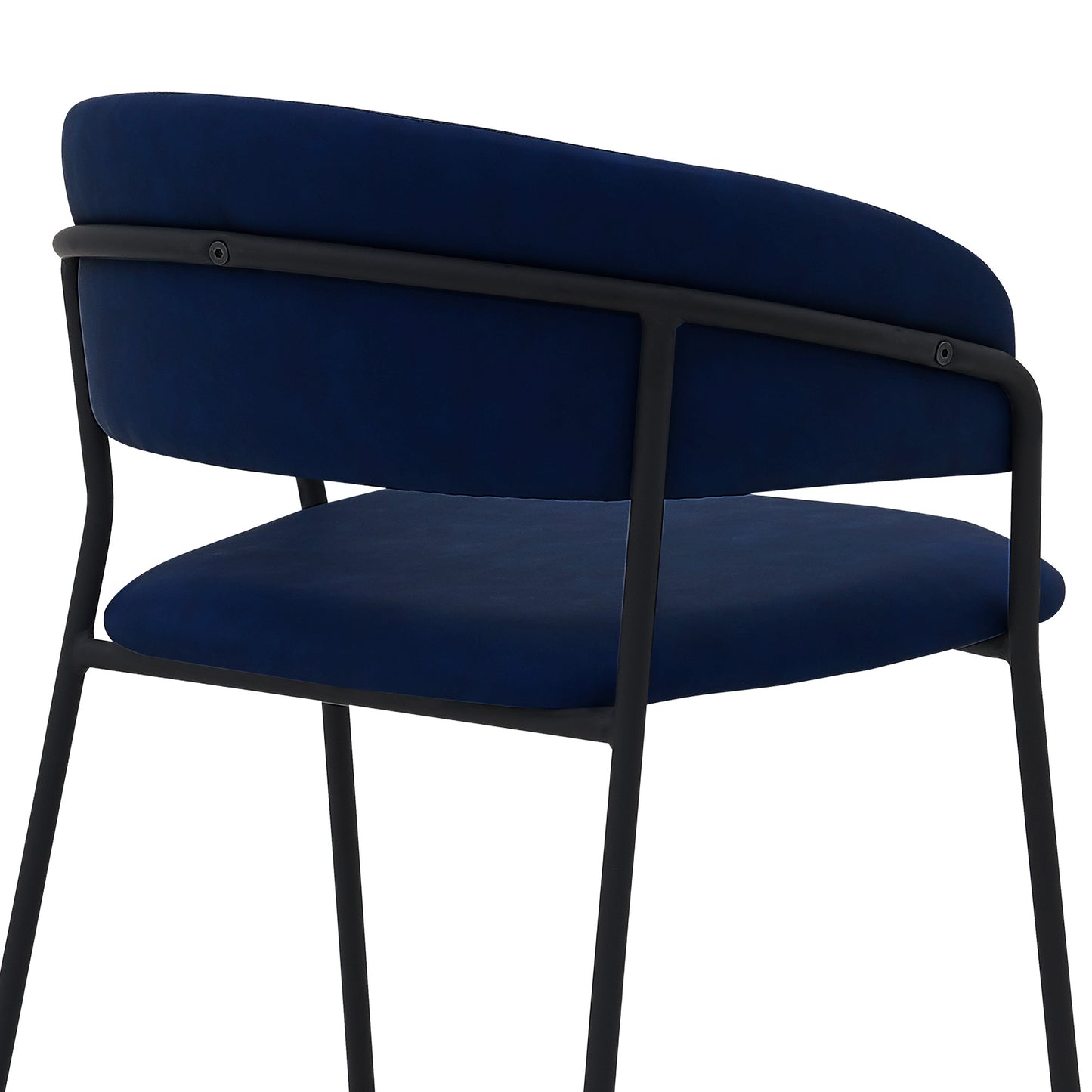 37" Blue Faux Leather And Iron Low Back Counter Height Bar Chair