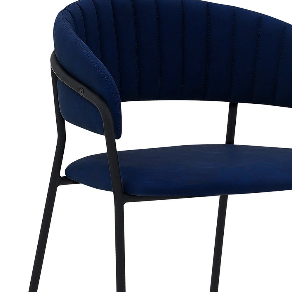 37" Blue Faux Leather And Iron Low Back Counter Height Bar Chair
