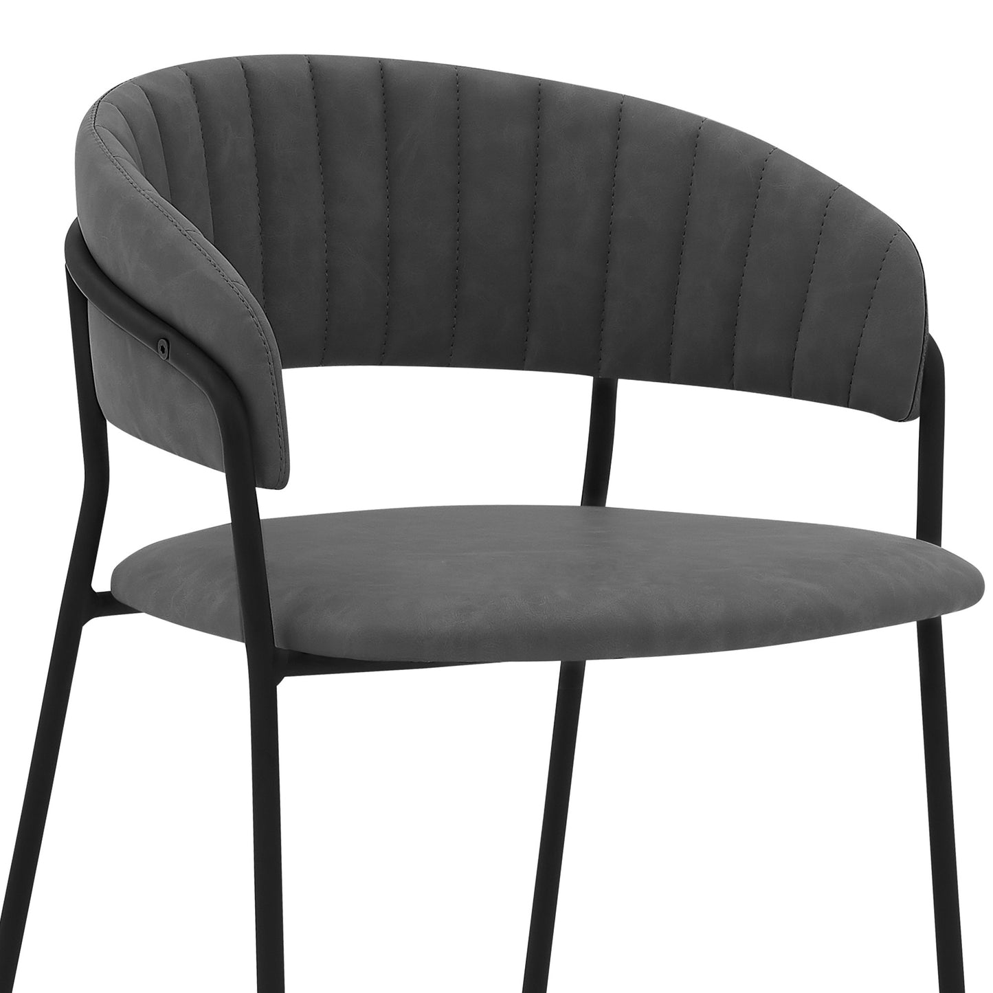 37" Gray Faux Leather And Iron Low Back Counter Height Bar Chair