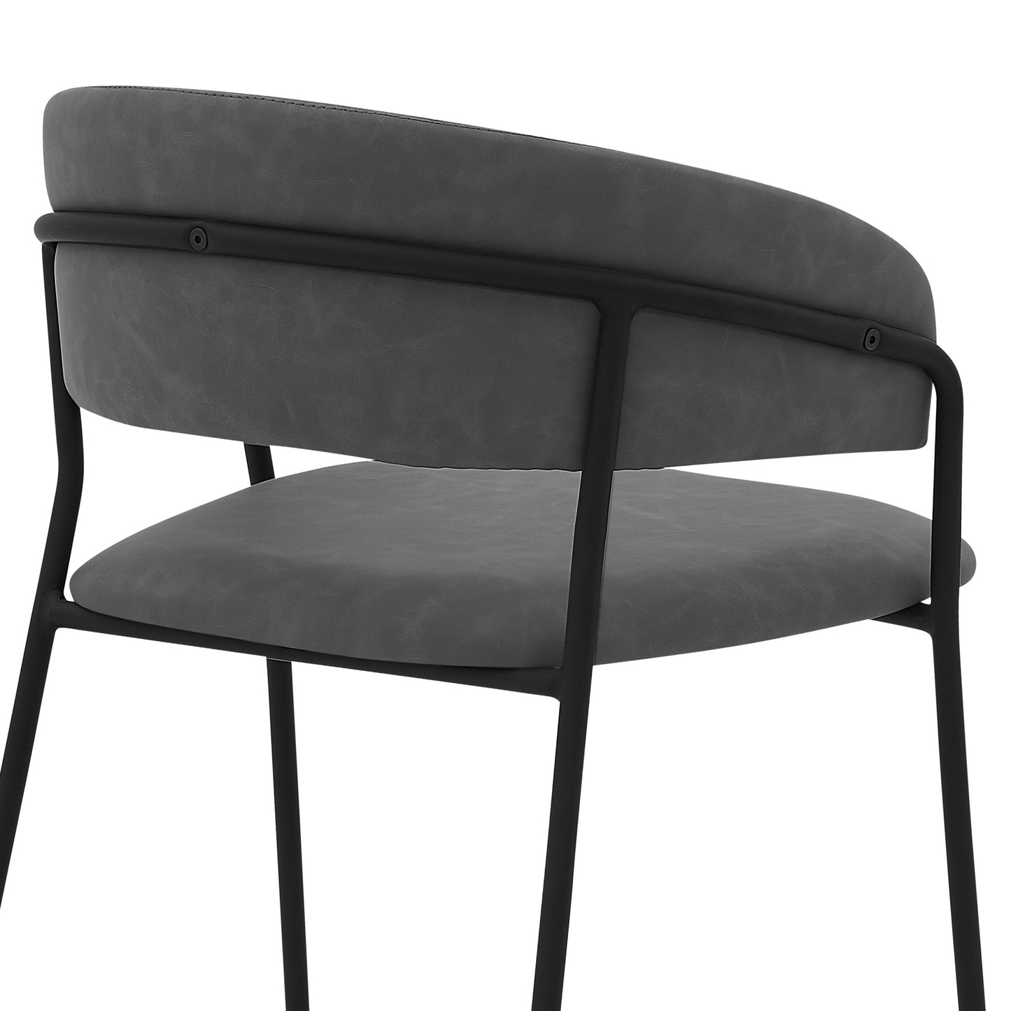 37" Gray Faux Leather And Iron Low Back Counter Height Bar Chair