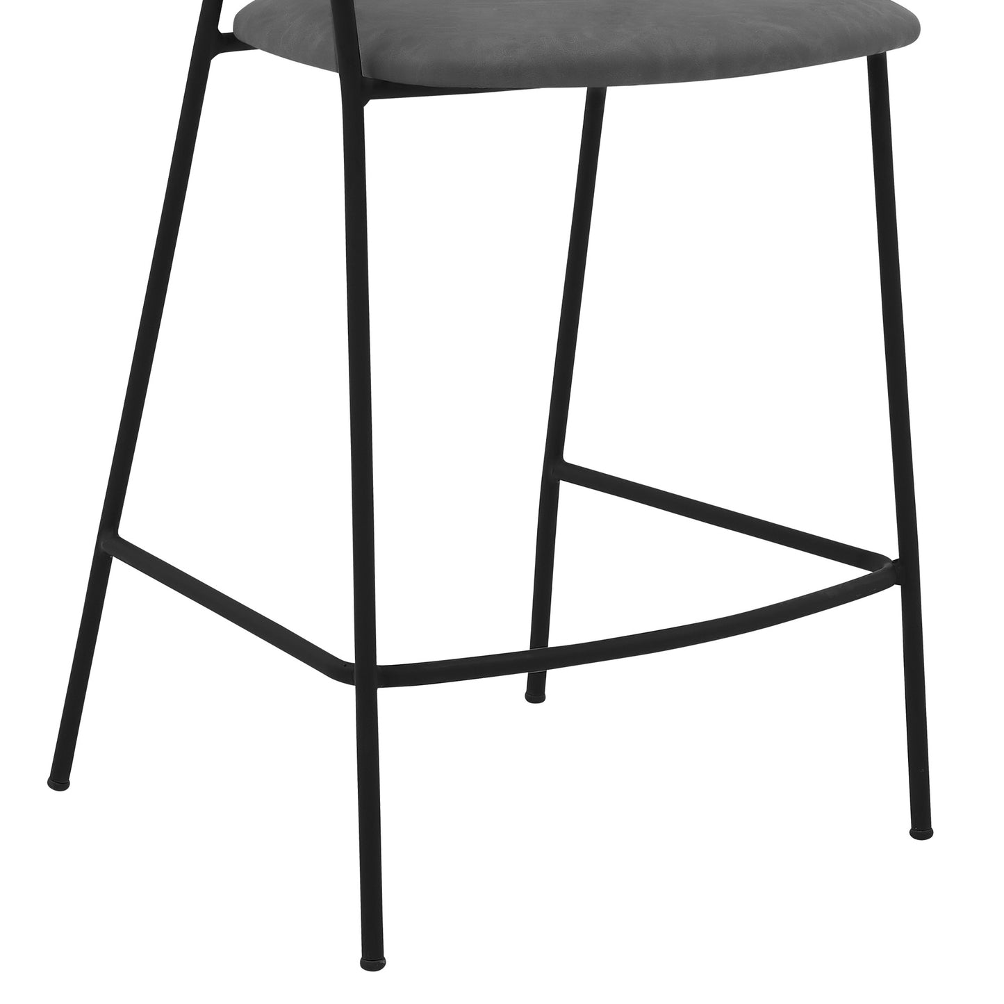 37" Gray Faux Leather And Iron Low Back Counter Height Bar Chair