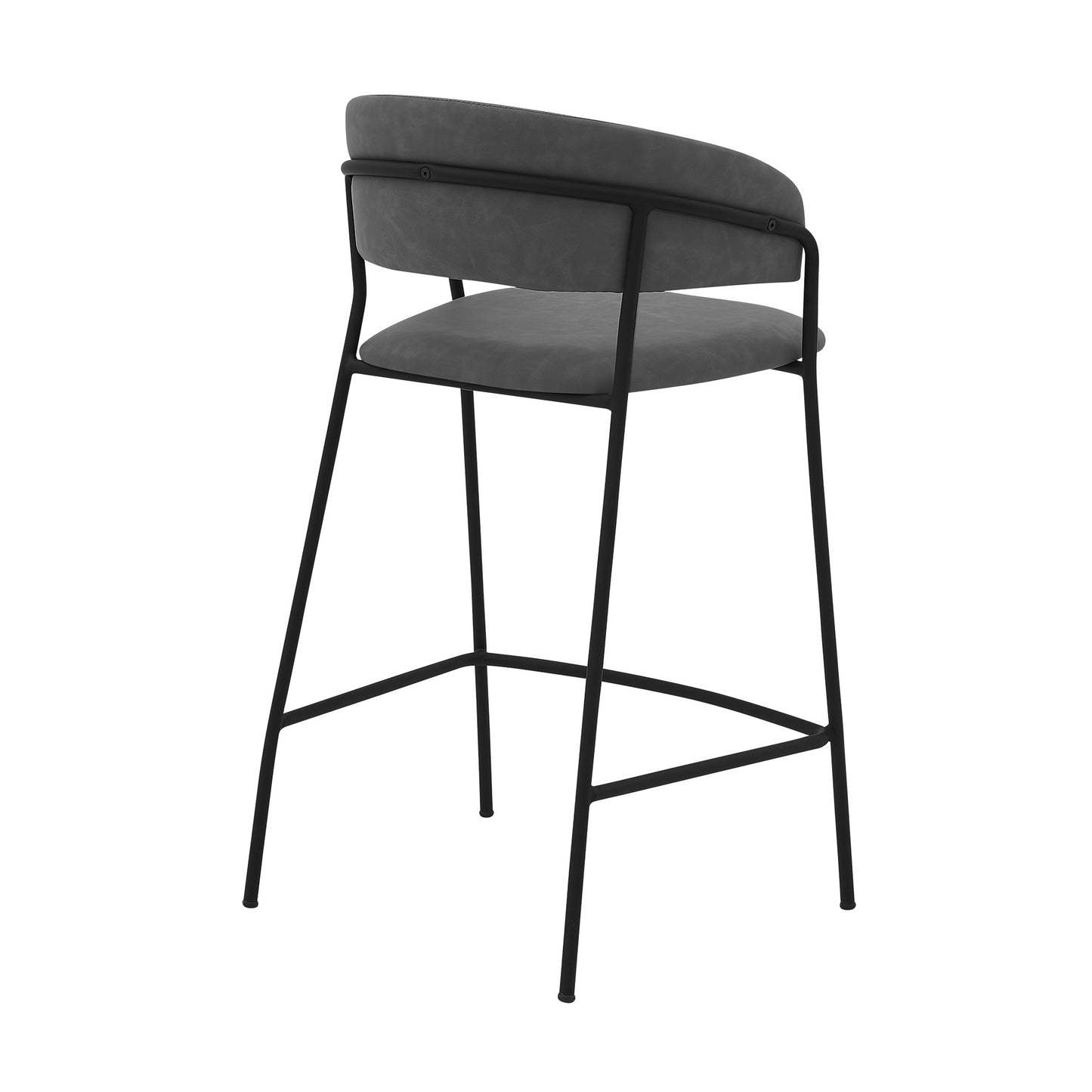 37" Gray Faux Leather And Iron Low Back Counter Height Bar Chair