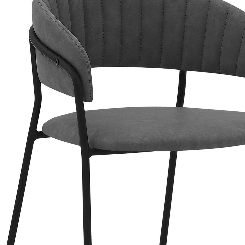 37" Gray Faux Leather And Iron Low Back Counter Height Bar Chair
