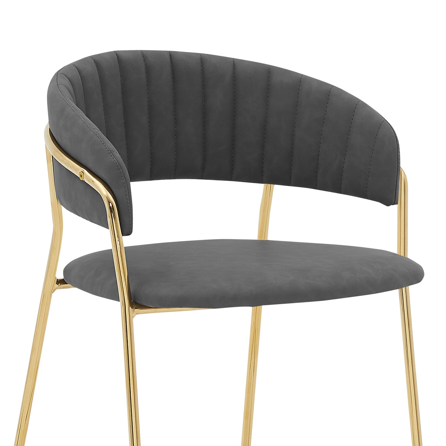 37" Gray Faux Leather And Iron Low Back Counter Height Bar Chair
