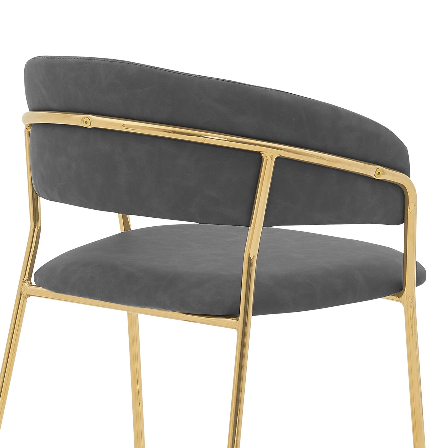 37" Gray Faux Leather And Iron Low Back Counter Height Bar Chair