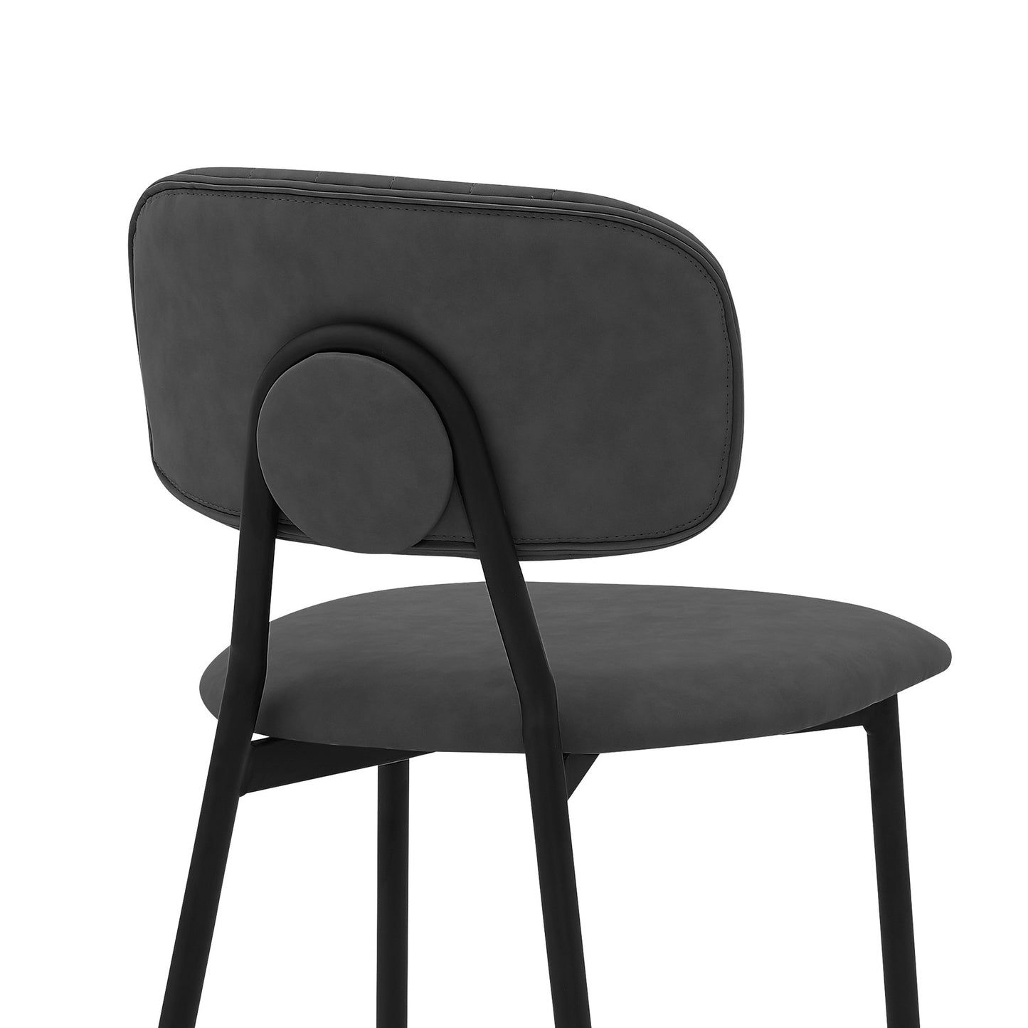 37" Gray Faux Leather And Iron Low Back Counter Height Bar Chair