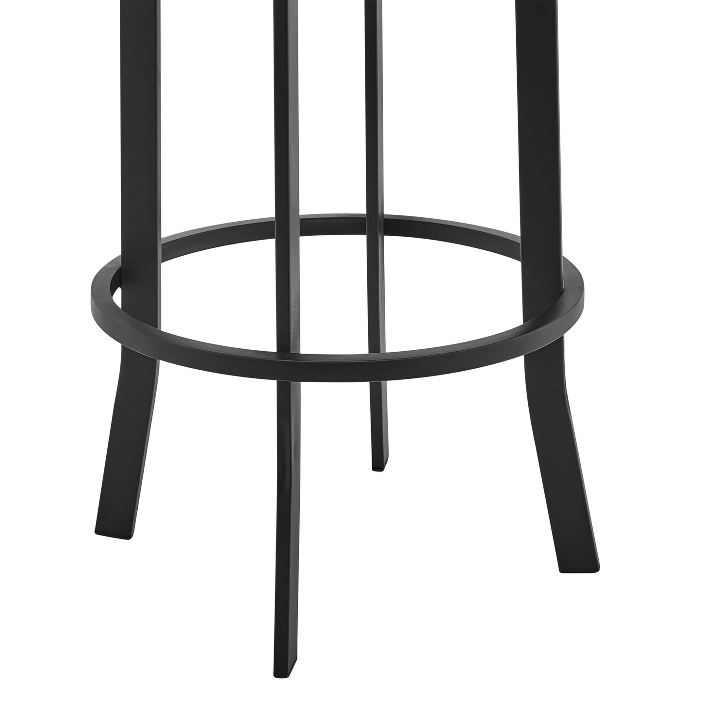 34" Gray And Black Faux Leather And Iron Swivel Low Back Counter Height Bar Chair With Footrest