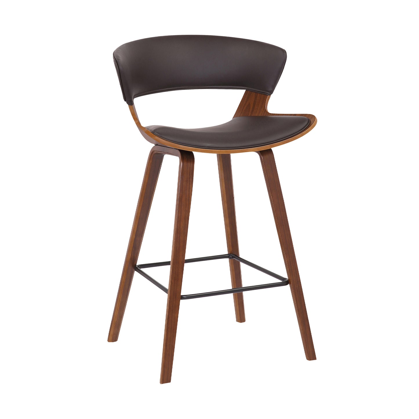36" Brown Iron Low back Counter Height Bar Chair With Footrest