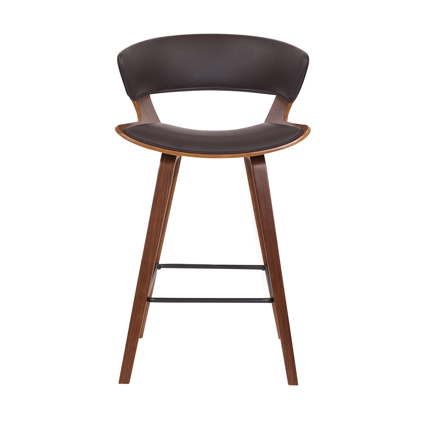 36" Brown Iron Low back Counter Height Bar Chair With Footrest