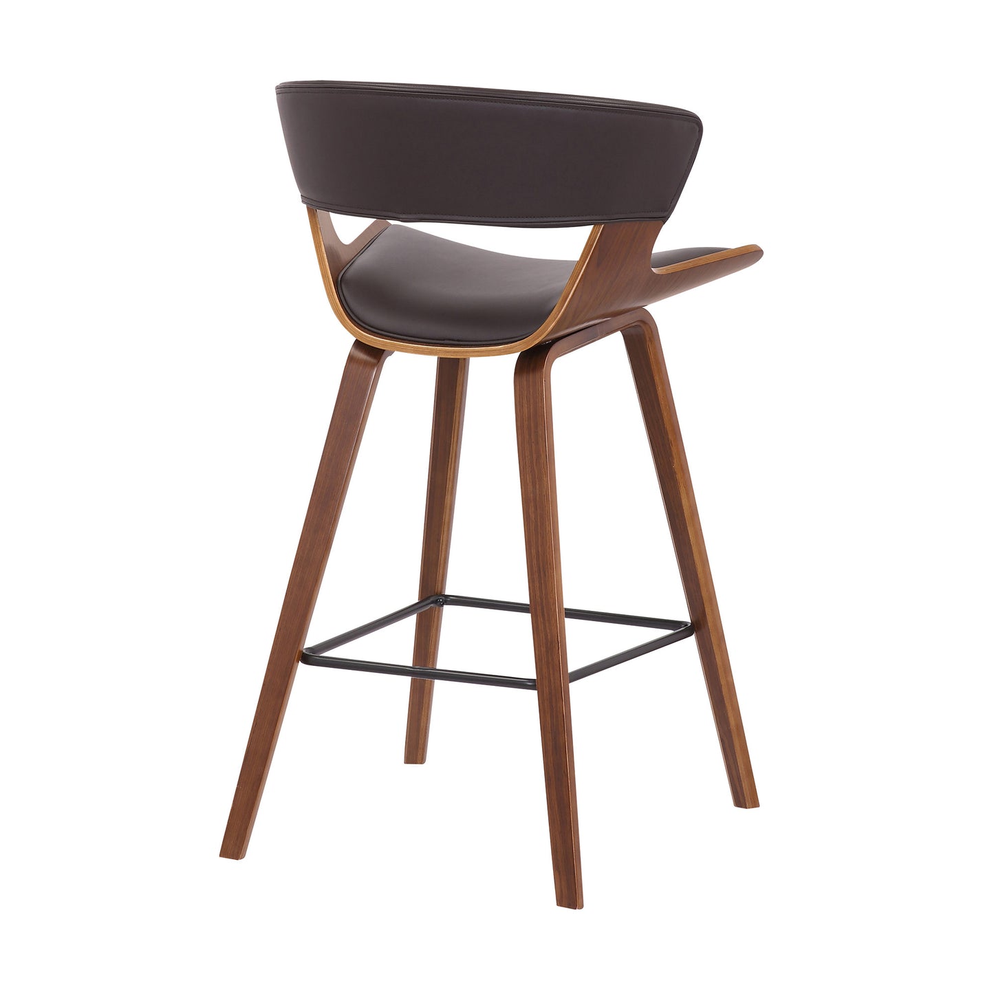 36" Brown Iron Low back Counter Height Bar Chair With Footrest