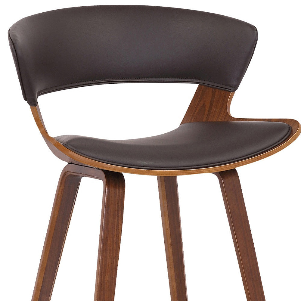 36" Brown Iron Low back Counter Height Bar Chair With Footrest