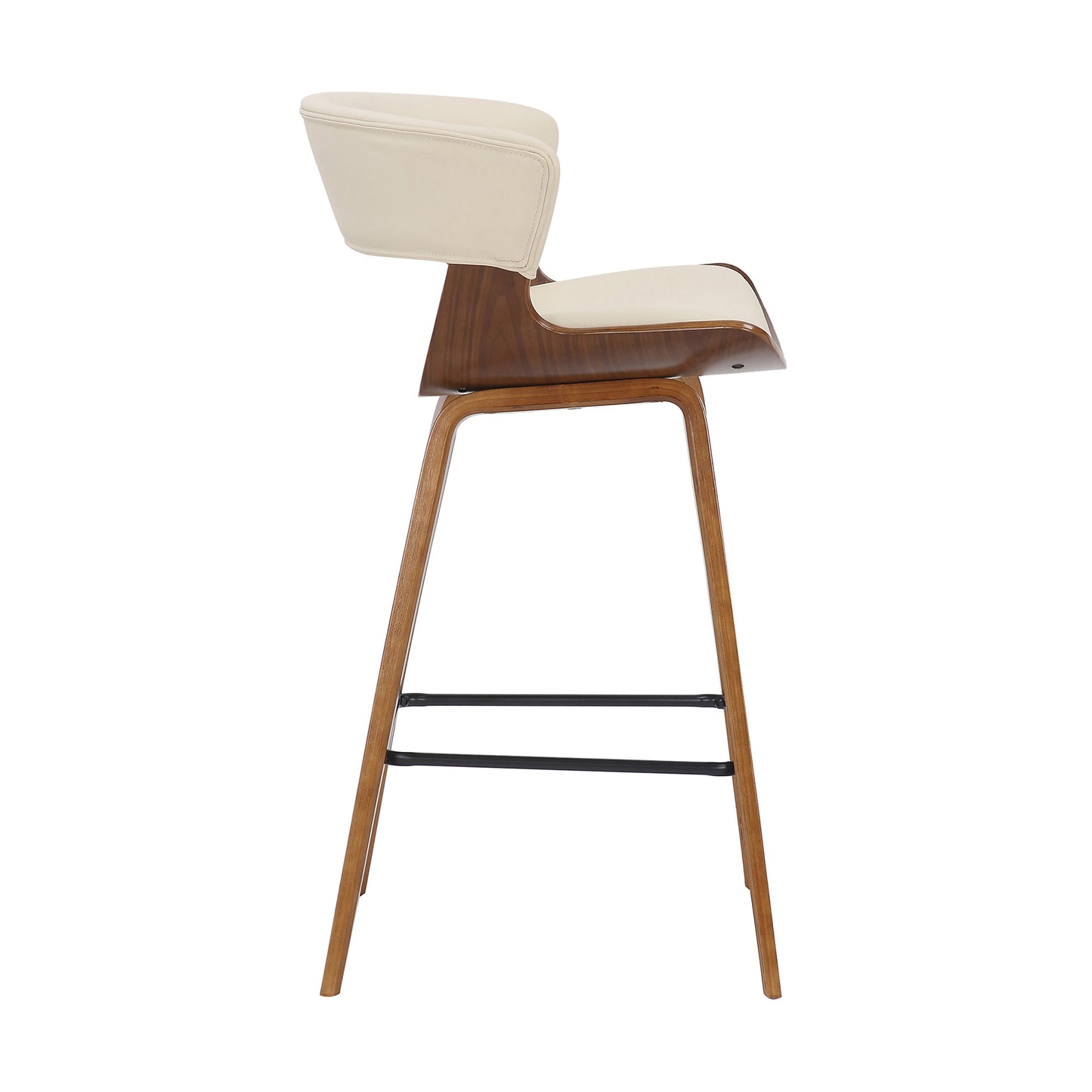 37" Cream And Brown Iron Low Back Counter Height Bar Chair With Footrest