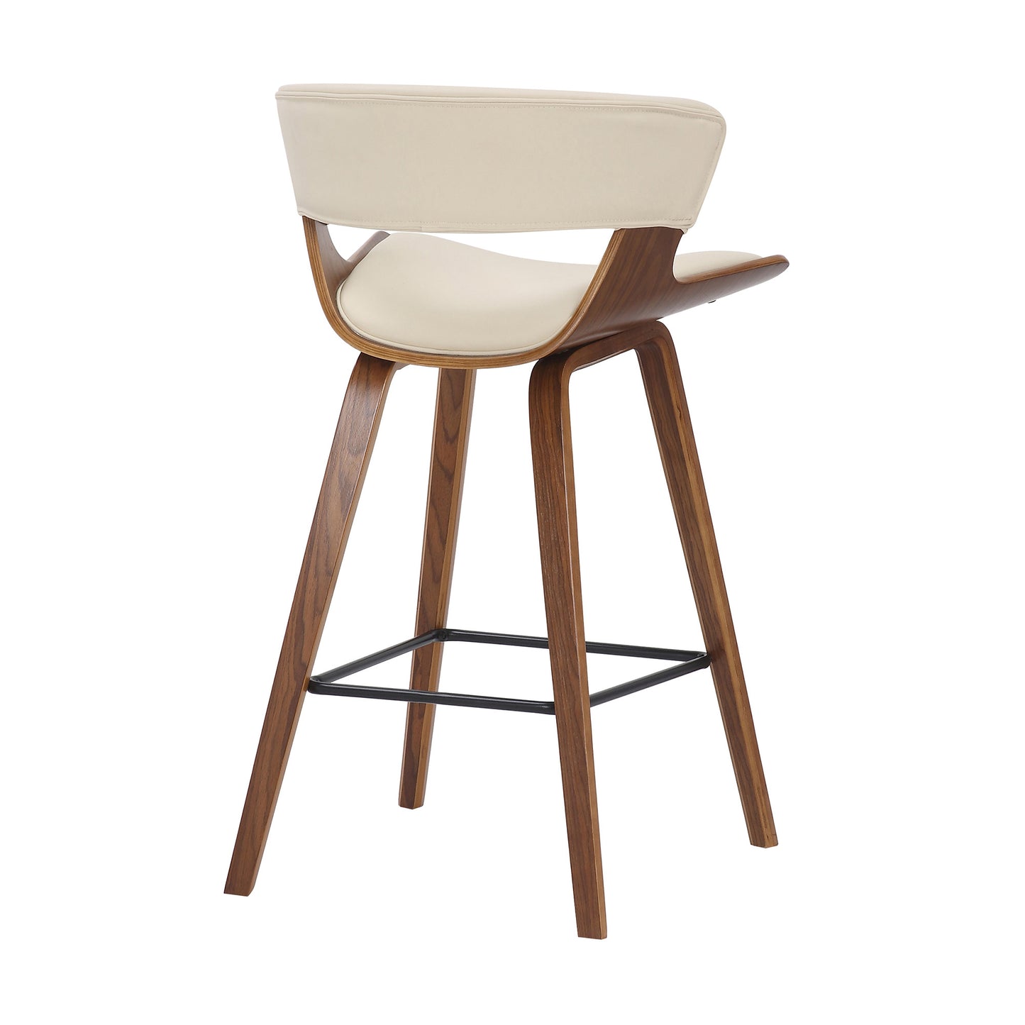 37" Cream And Brown Iron Low Back Counter Height Bar Chair With Footrest