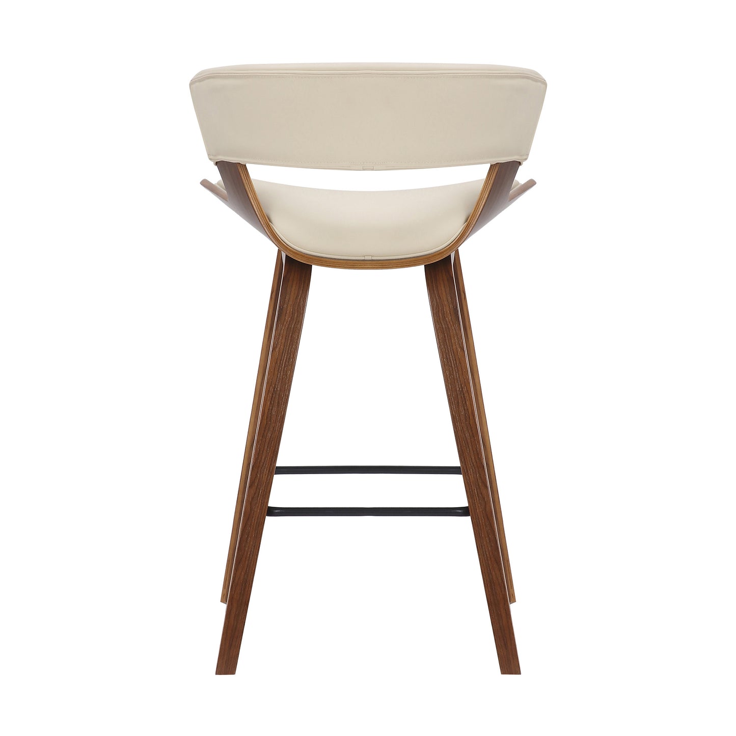 37" Cream And Brown Iron Low Back Counter Height Bar Chair With Footrest