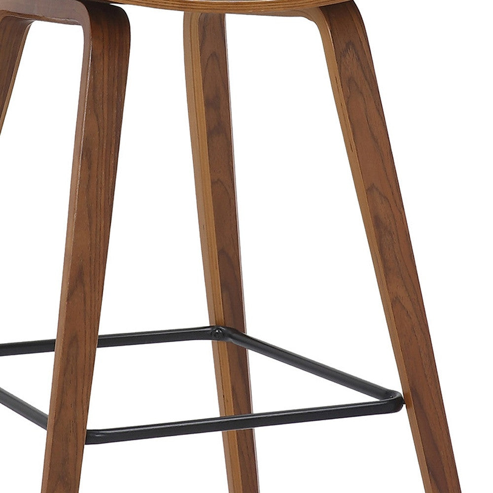 37" Cream And Brown Iron Low Back Counter Height Bar Chair With Footrest