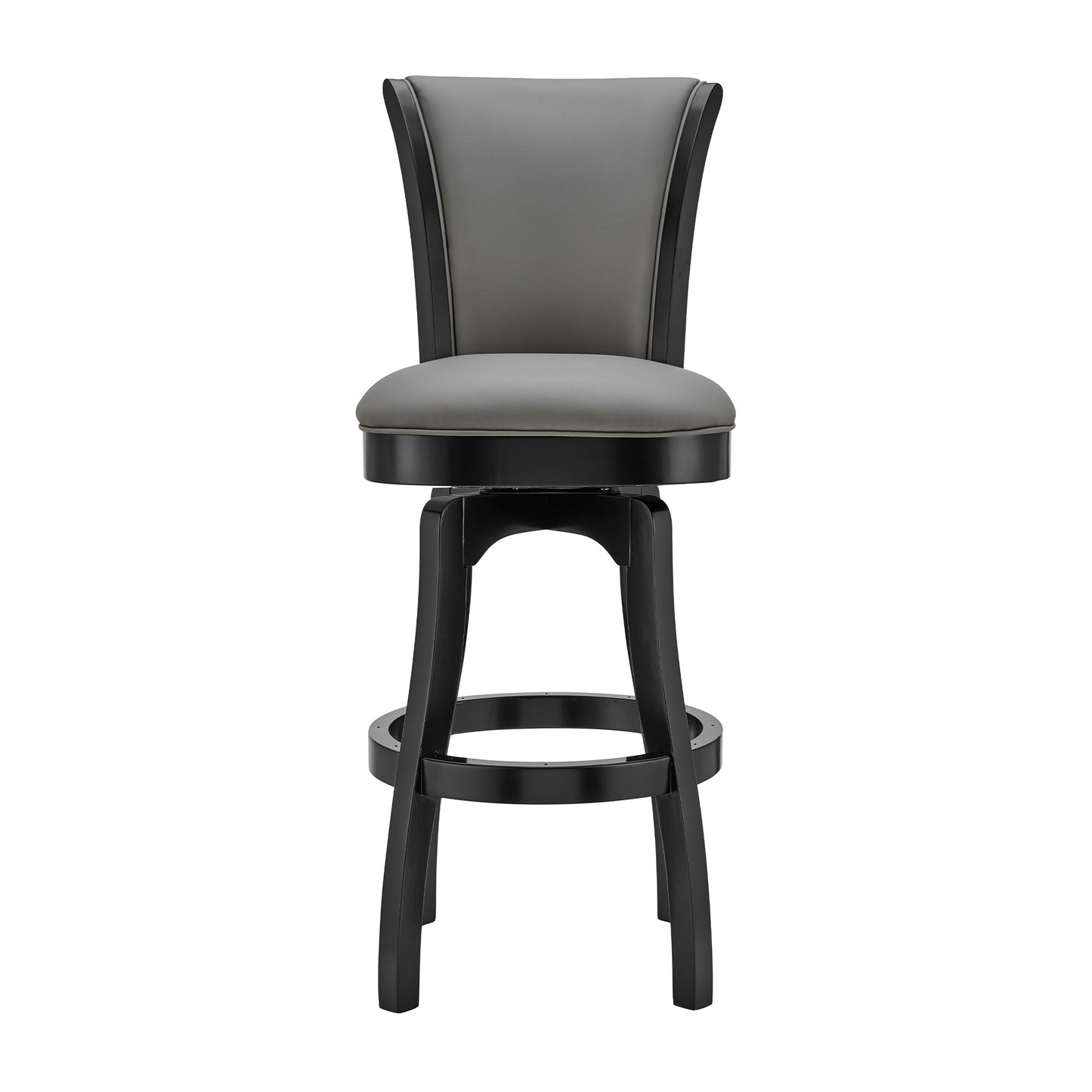 41" Gray Faux Leather And Iron Swivel Counter Height Bar Chair