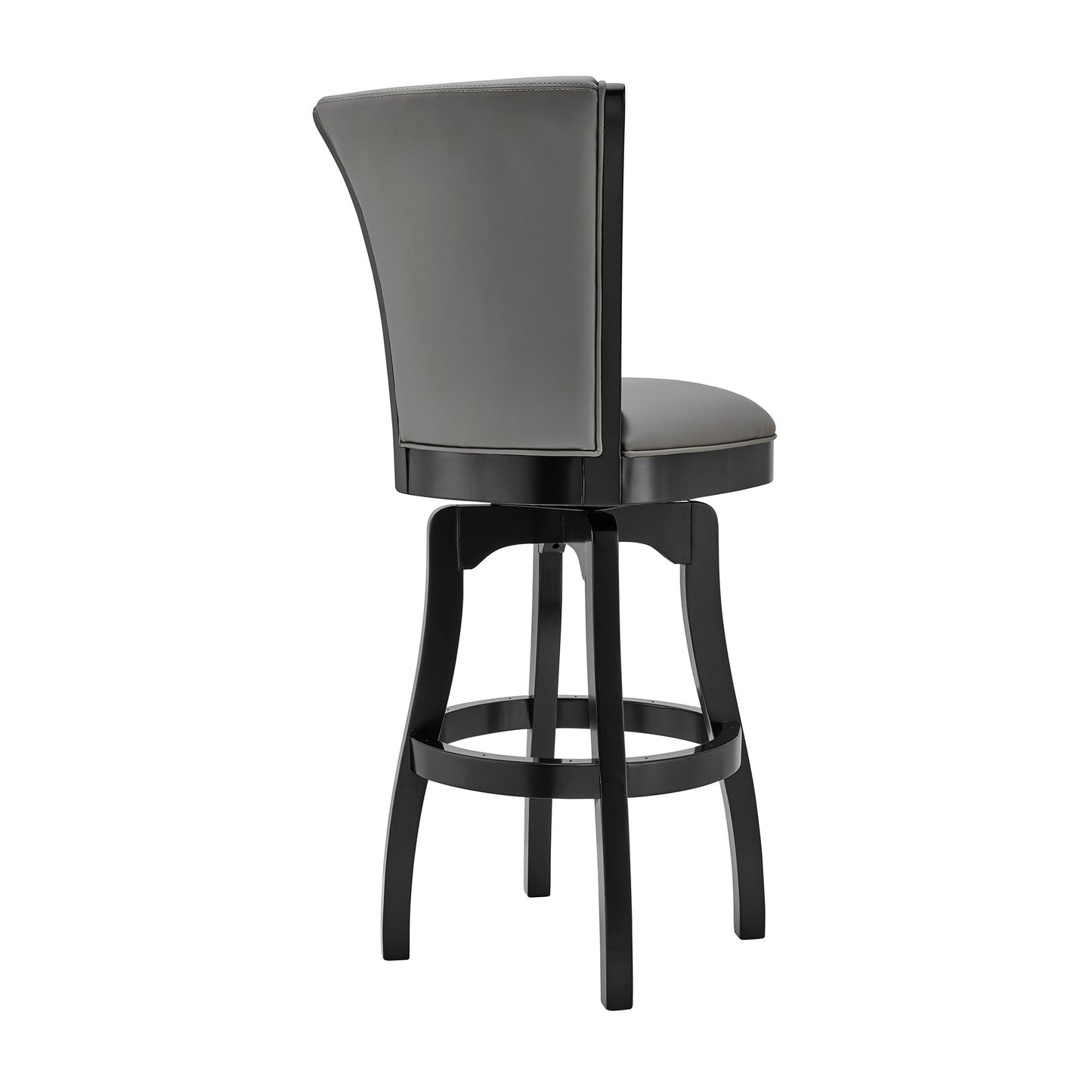 41" Gray Faux Leather And Iron Swivel Counter Height Bar Chair
