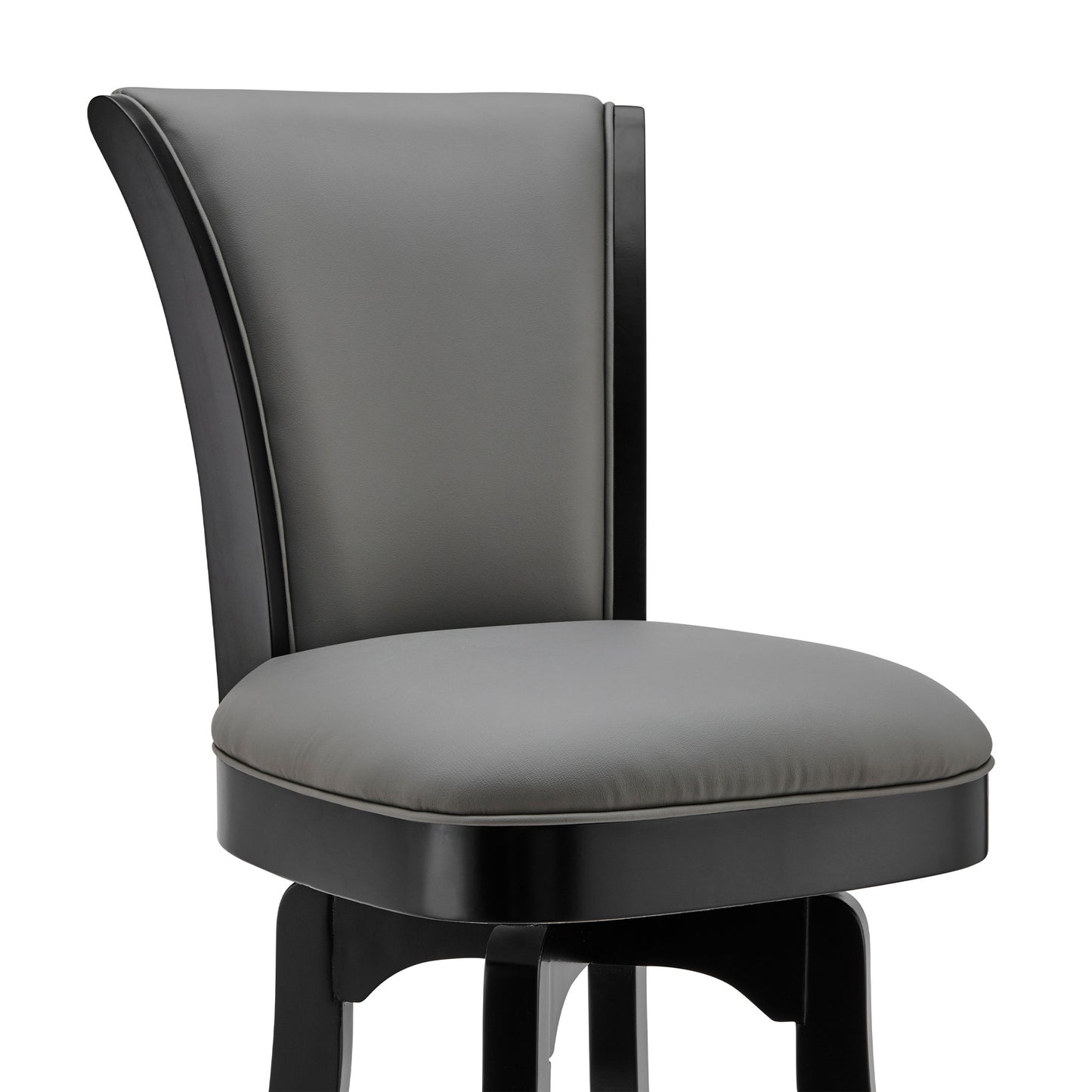 41" Gray Faux Leather And Iron Swivel Counter Height Bar Chair