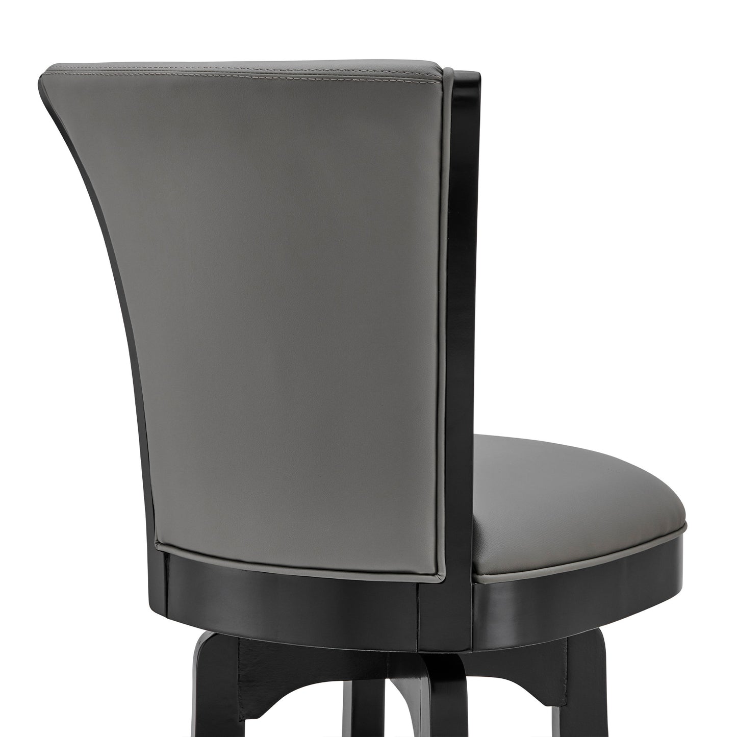 41" Gray Faux Leather And Iron Swivel Counter Height Bar Chair