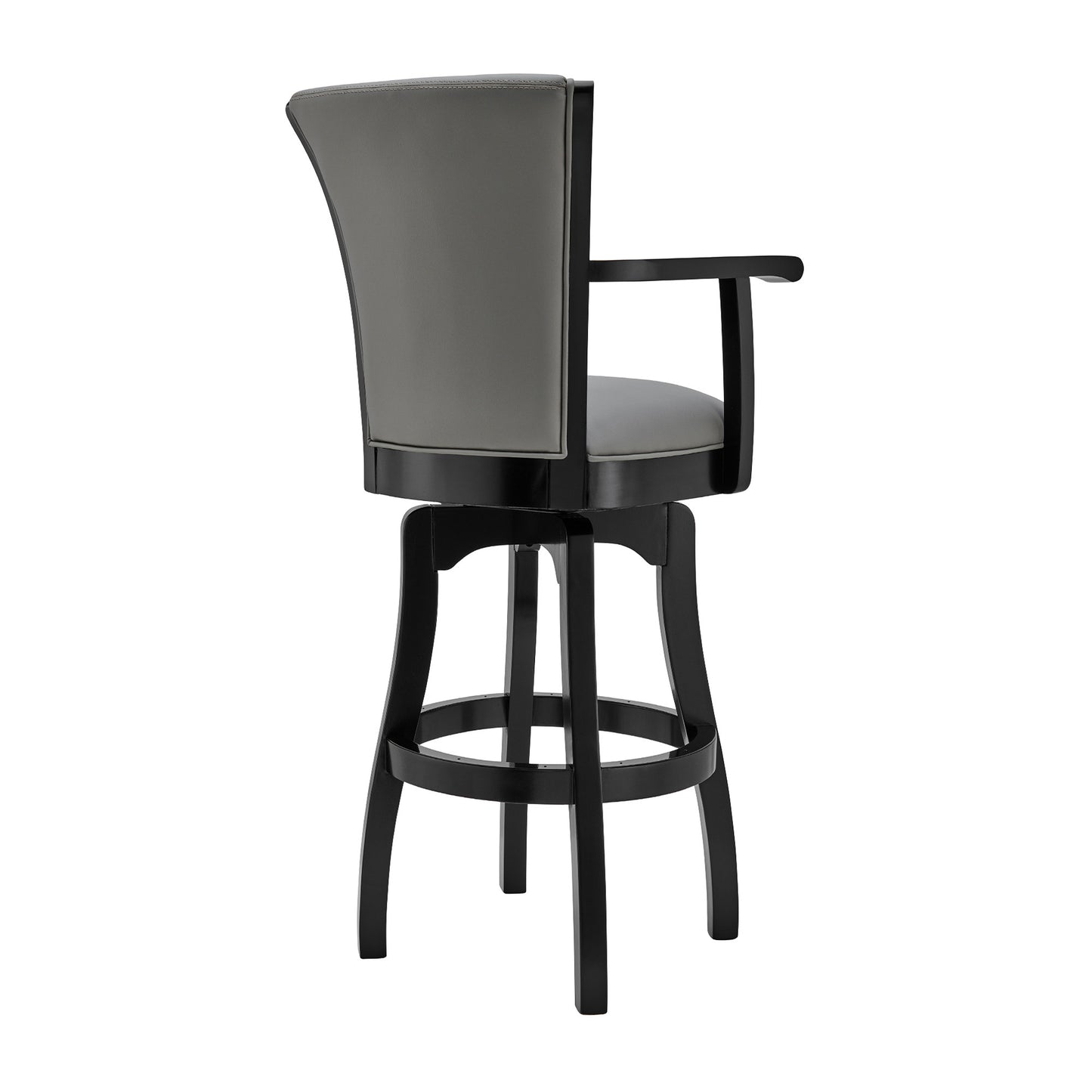 45" Gray Faux Leather And Iron Swivel Bar Height Chair