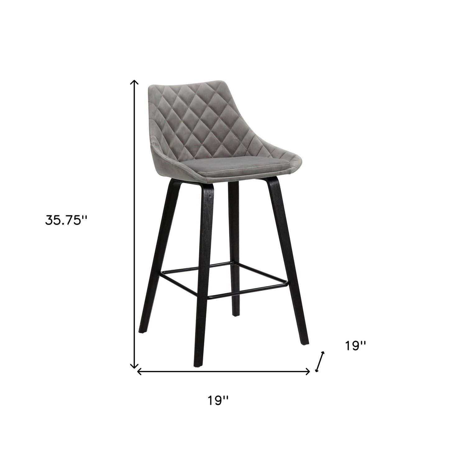 26" Gray Tufted Velvet Upholstered Bar Stool