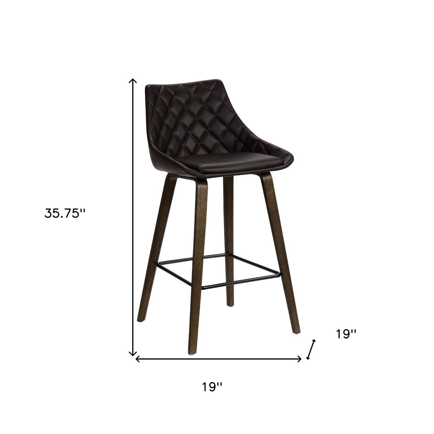 26" Brown Tufted Velvet Upholstered Bar Stool
