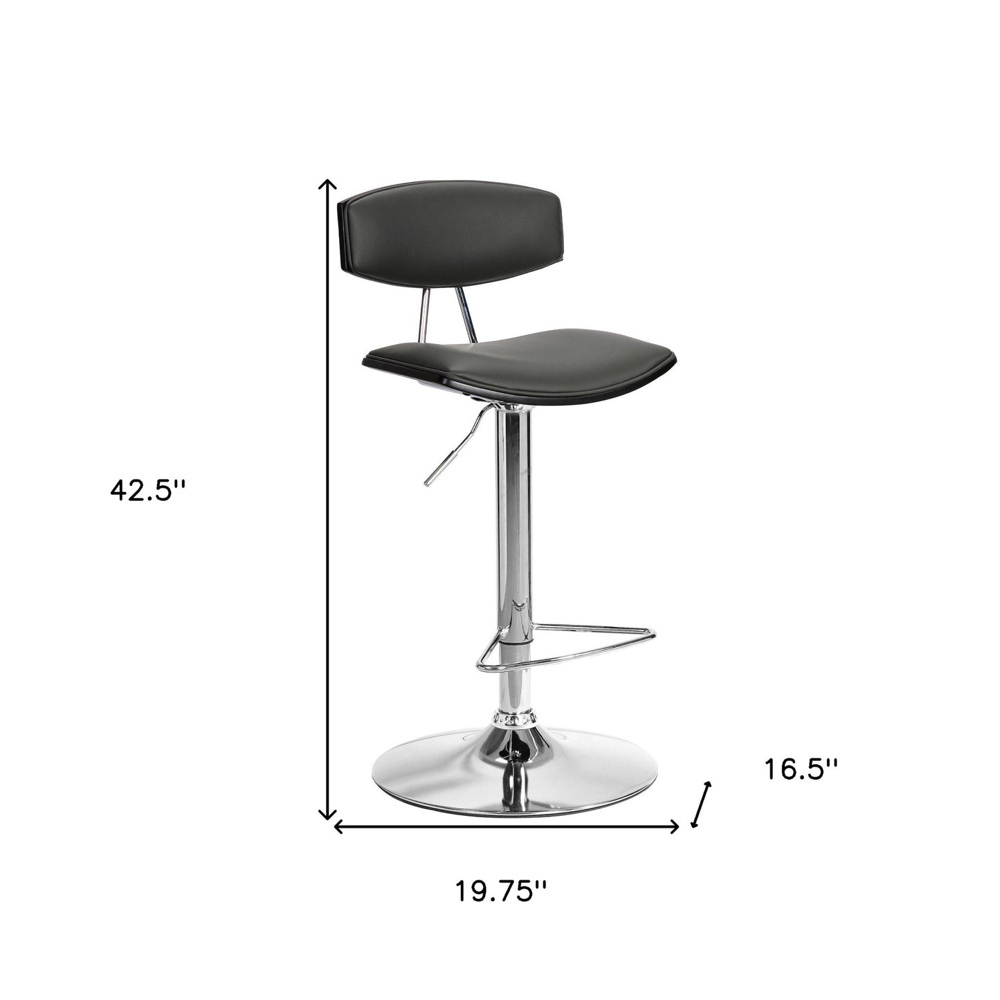 Gray Faux Leather Adjustable Chrome Base Swivel Bar Stool