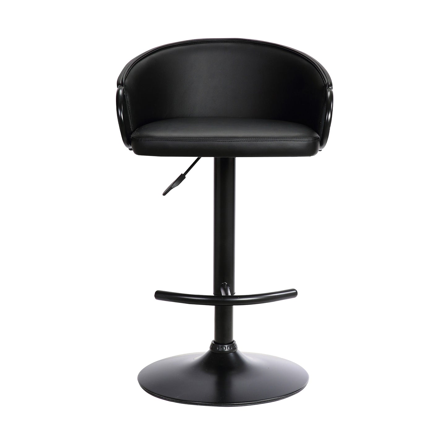40" Black Faux Leather And Iron Swivel Low Back Adjustable Height Bar Chair With Footrest