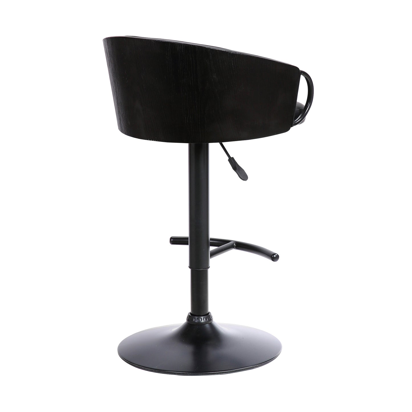 40" Black Faux Leather And Iron Swivel Low Back Adjustable Height Bar Chair With Footrest