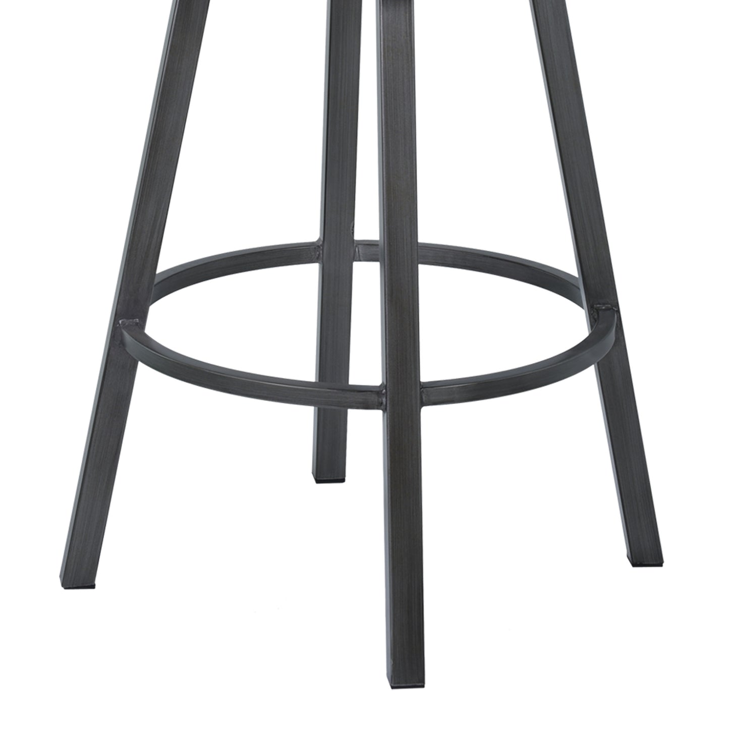 46" Black Faux Leather And Iron Swivel Bar Height Chair