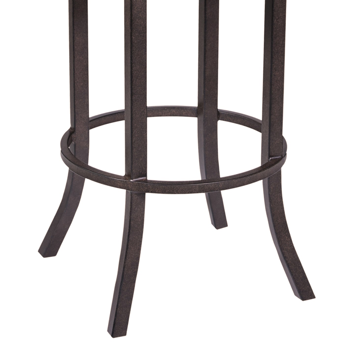 45" Brown Faux Leather And Iron Bar Height Chair