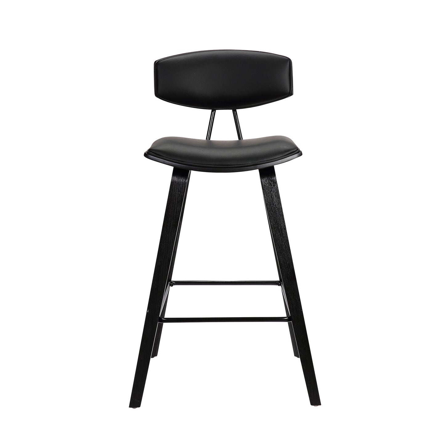 36" Black Iron Low Back Counter Height Bar Chair With Footrest