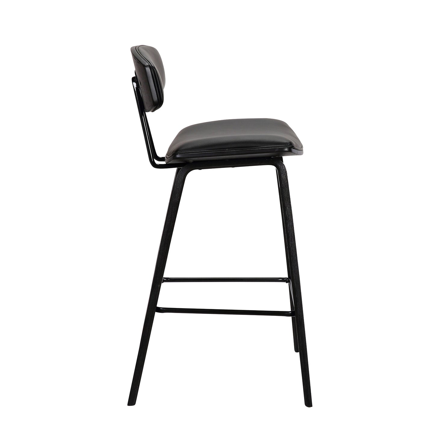 36" Black Iron Low Back Counter Height Bar Chair With Footrest