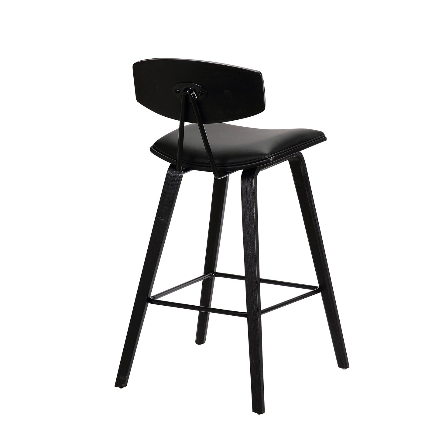 36" Black Iron Low Back Counter Height Bar Chair With Footrest