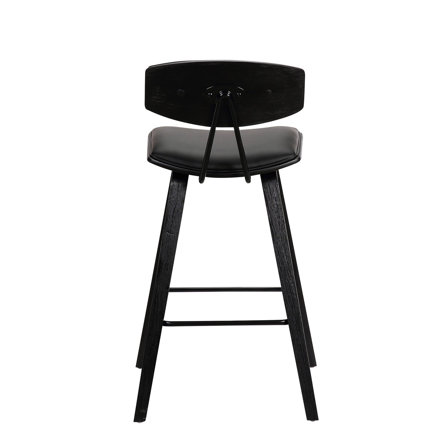 36" Black Iron Low Back Counter Height Bar Chair With Footrest