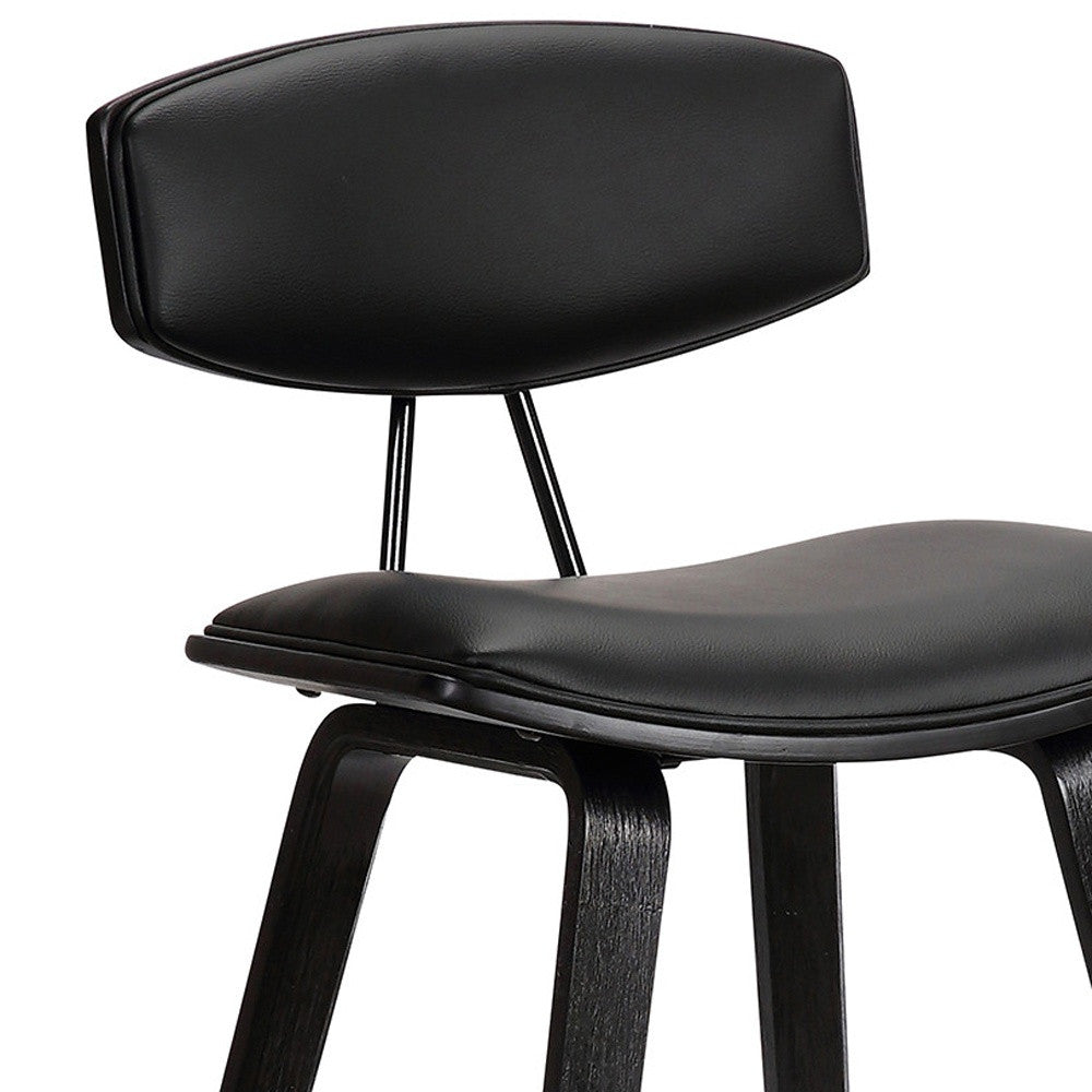 36" Black Iron Low Back Counter Height Bar Chair With Footrest