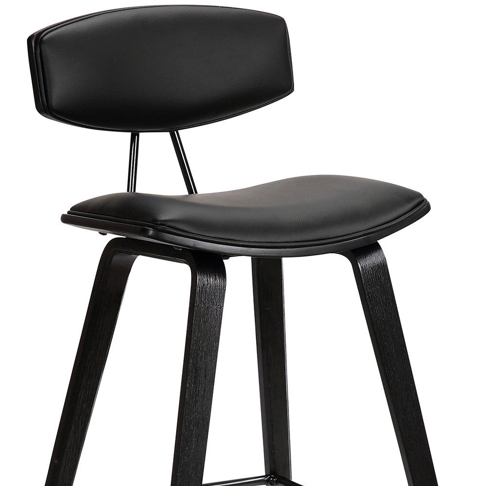 36" Black Iron Low Back Counter Height Bar Chair With Footrest