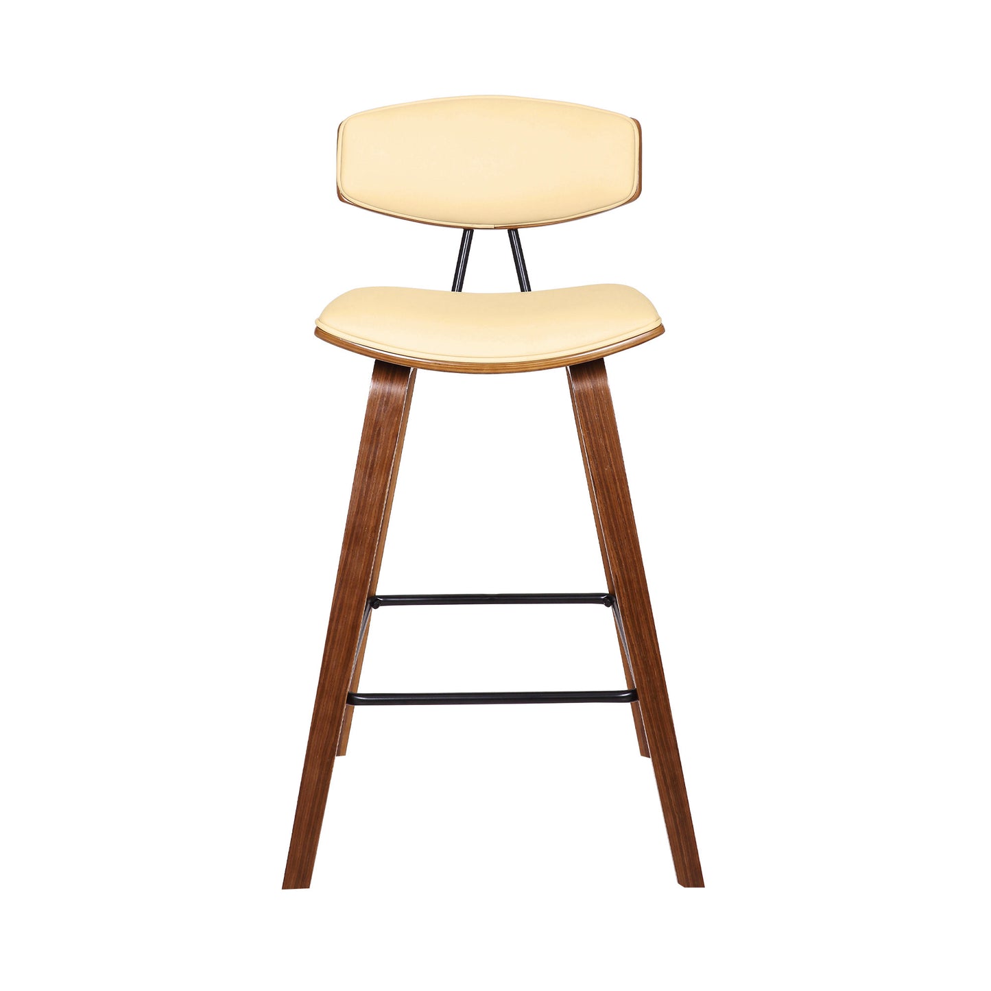 26" Cream Faux Leather Mid Century Modern Bar Stool