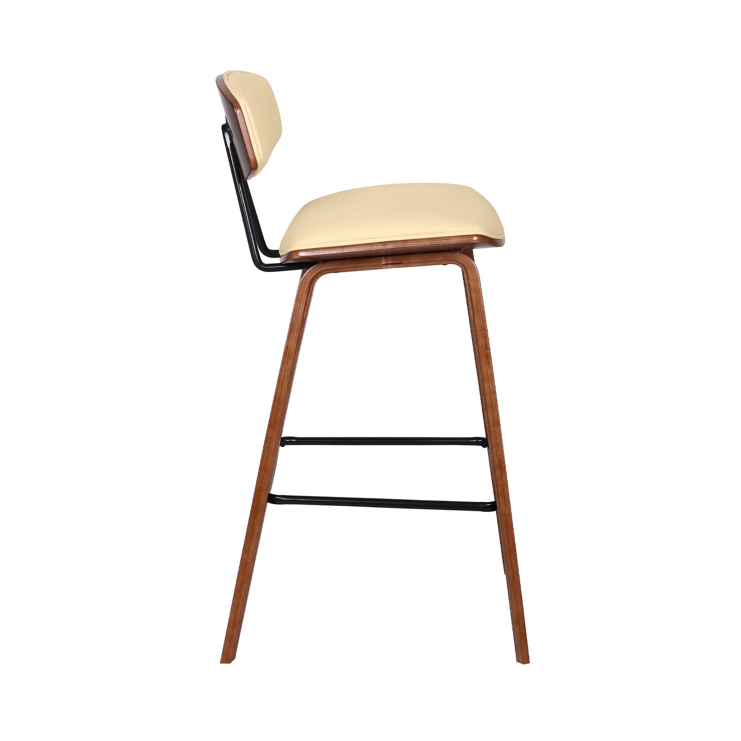 26" Cream Faux Leather Mid Century Modern Bar Stool