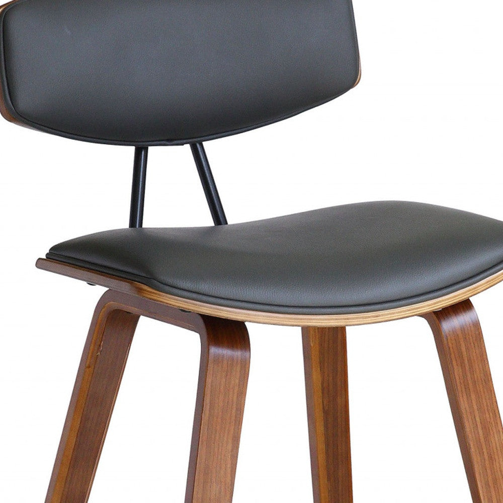 36" Gray And Brown Iron Low Back Counter Height Bar Chair With Footrest