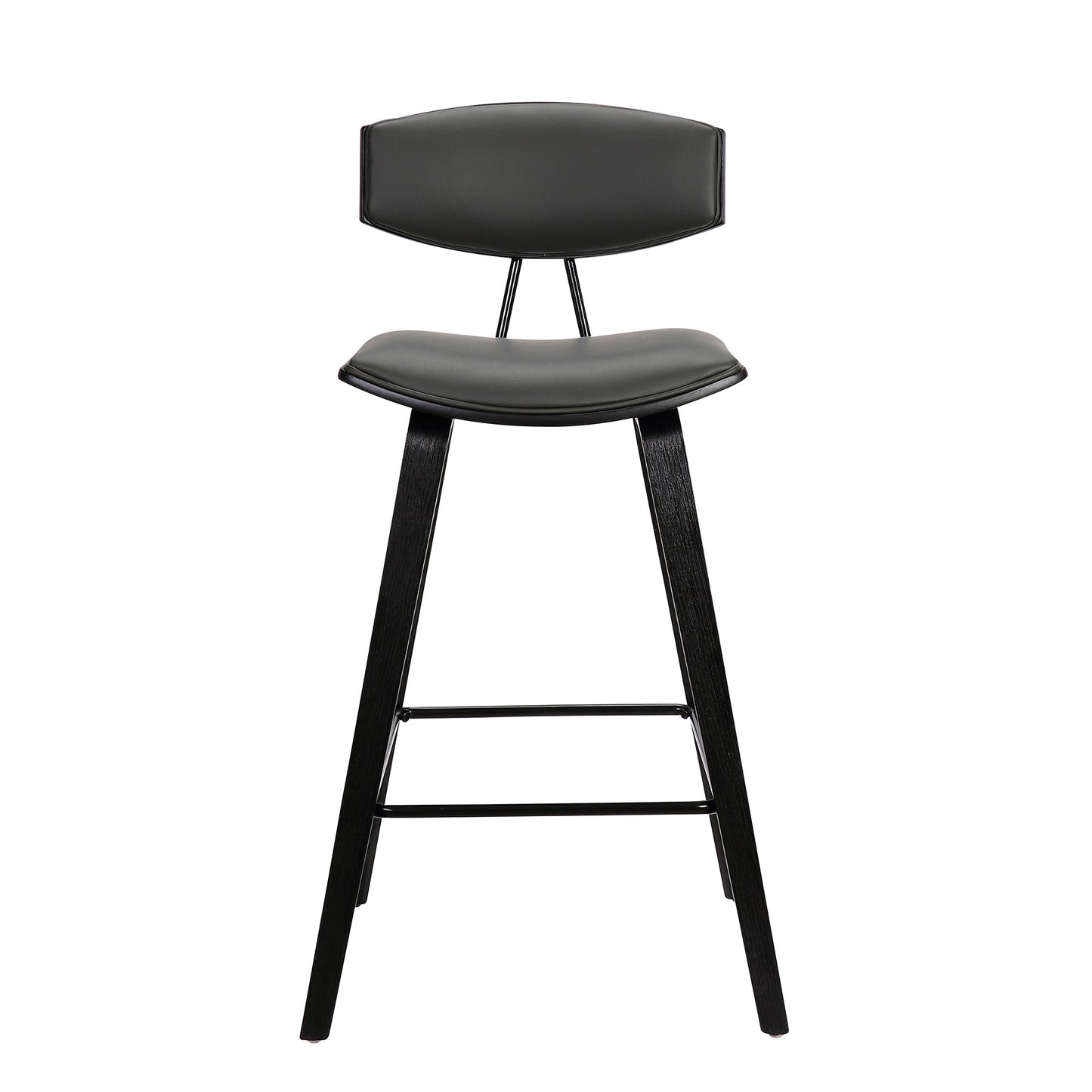 36" Gray And Black Iron Low Back Counter Height Bar Chair With Footrest