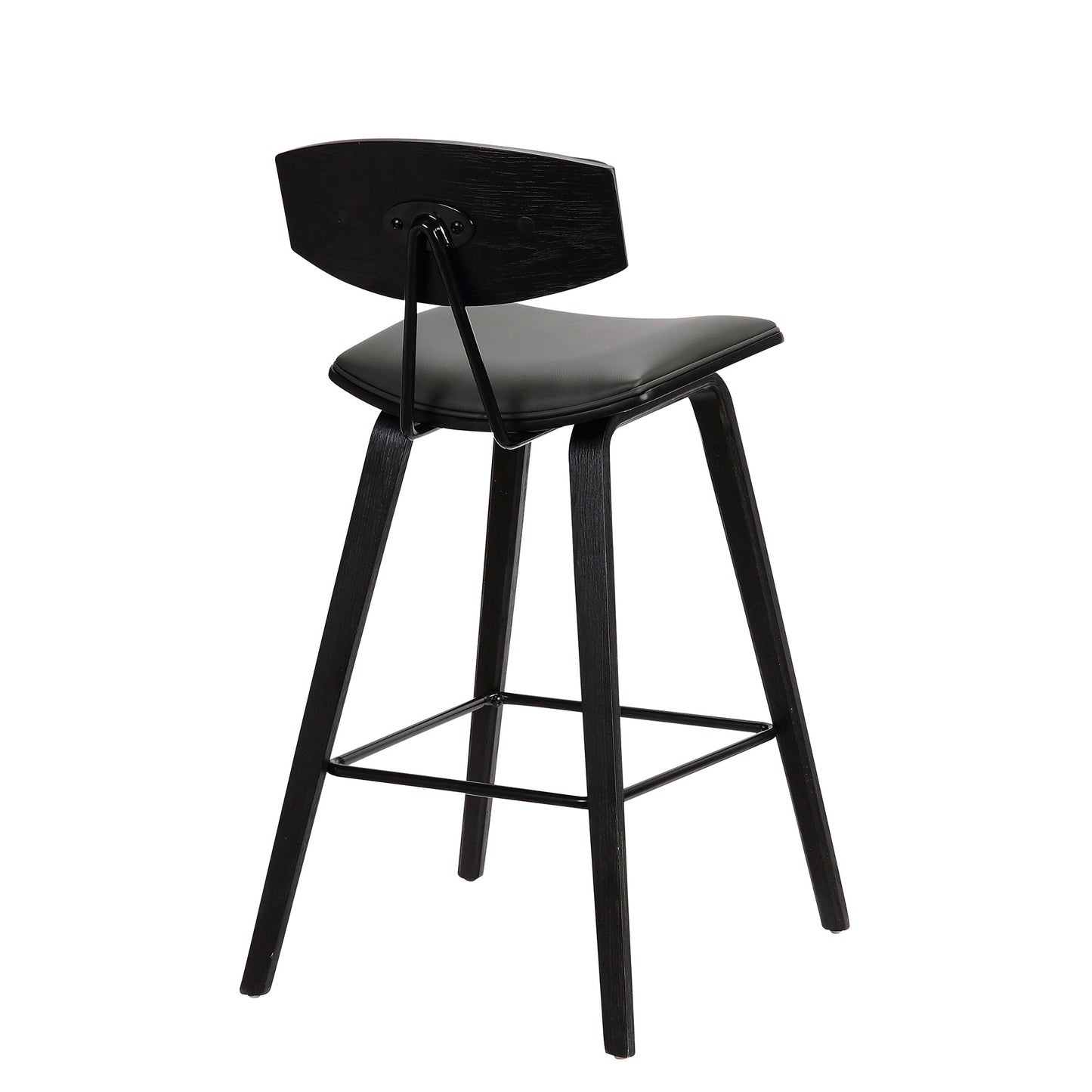 36" Gray And Black Iron Low Back Counter Height Bar Chair With Footrest