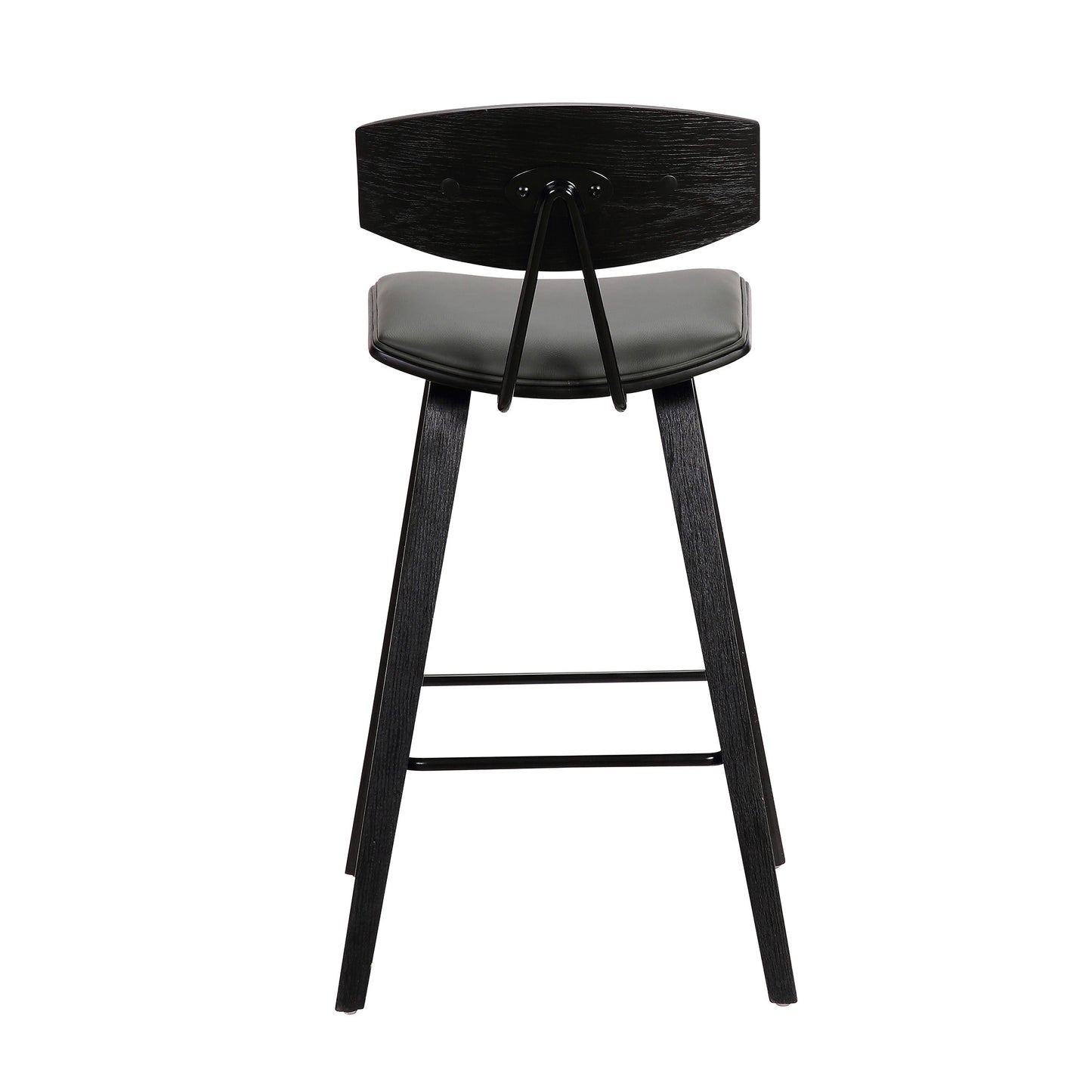 36" Gray And Black Iron Low Back Counter Height Bar Chair With Footrest