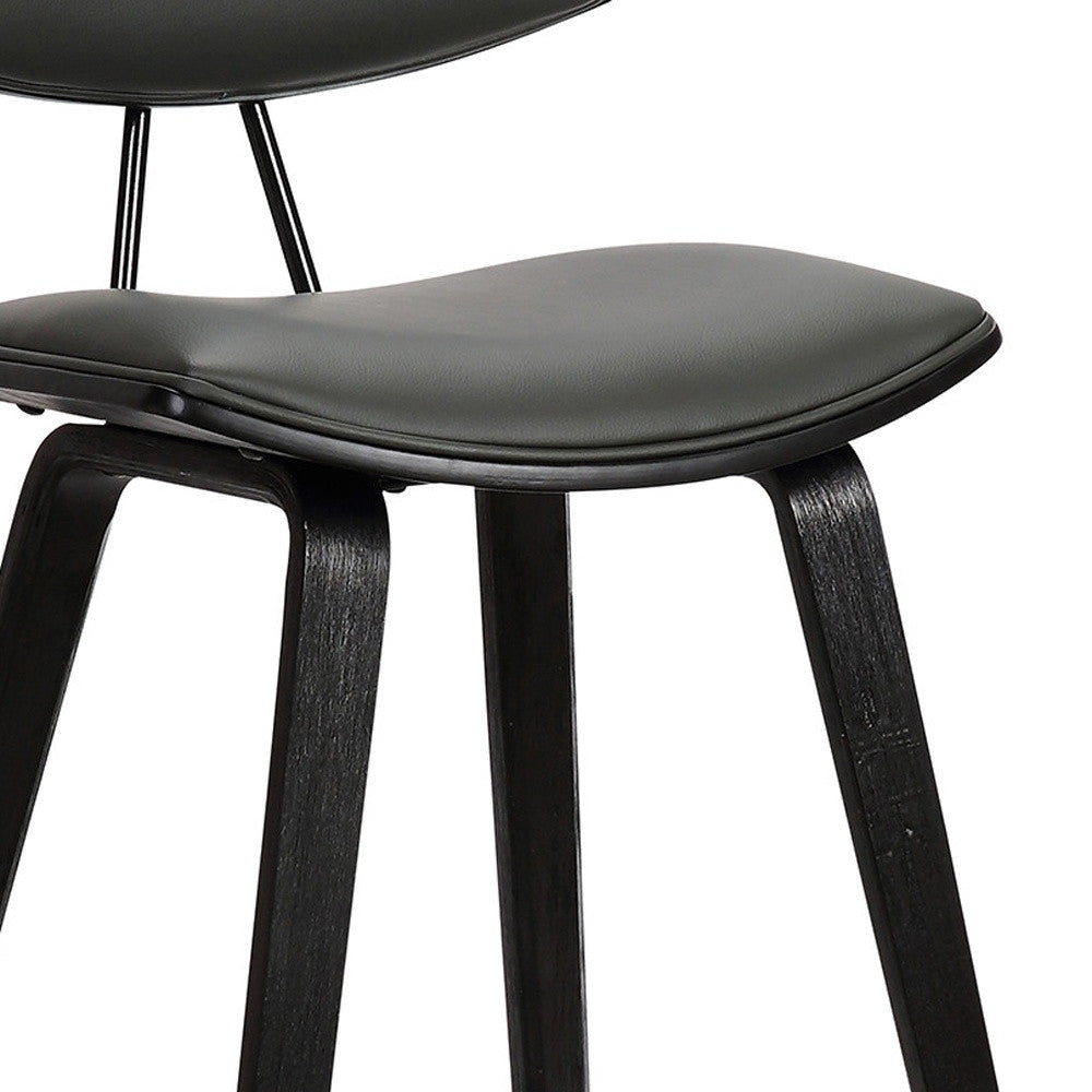 36" Gray And Black Iron Low Back Counter Height Bar Chair With Footrest