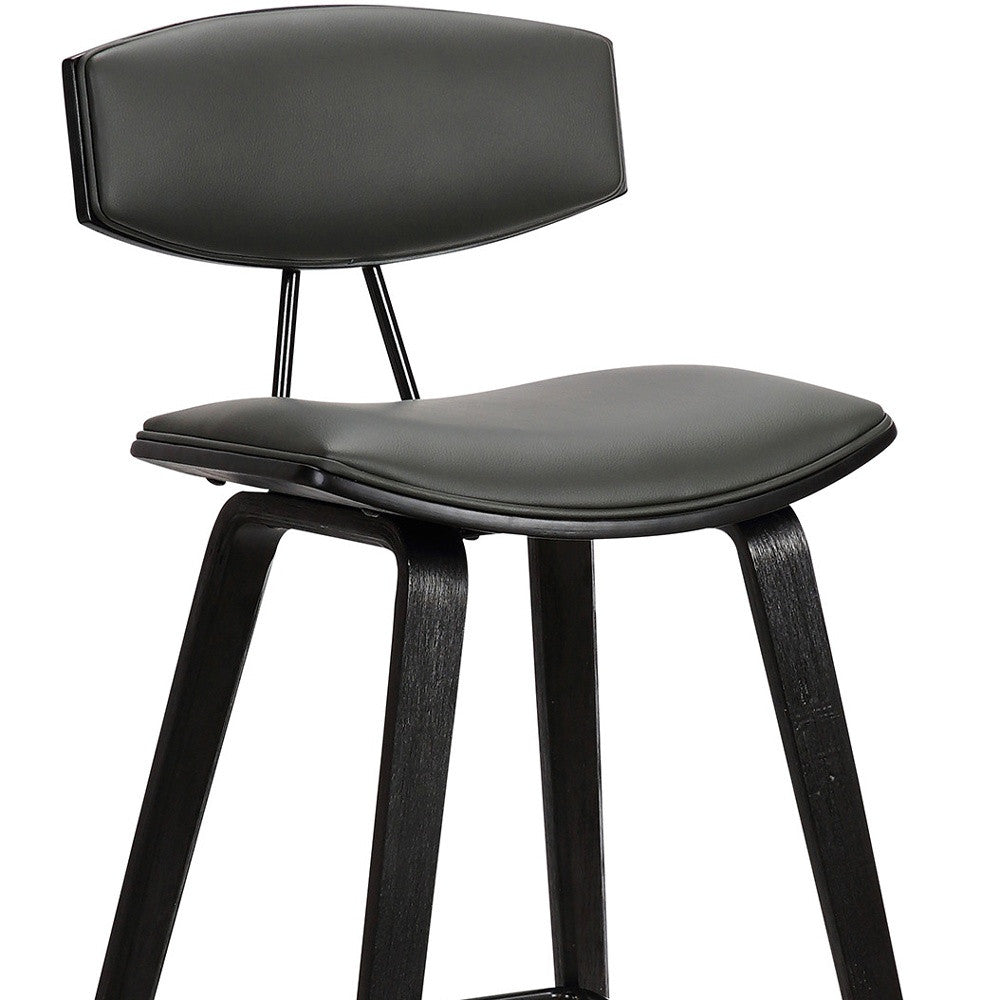 36" Gray And Black Iron Low Back Counter Height Bar Chair With Footrest
