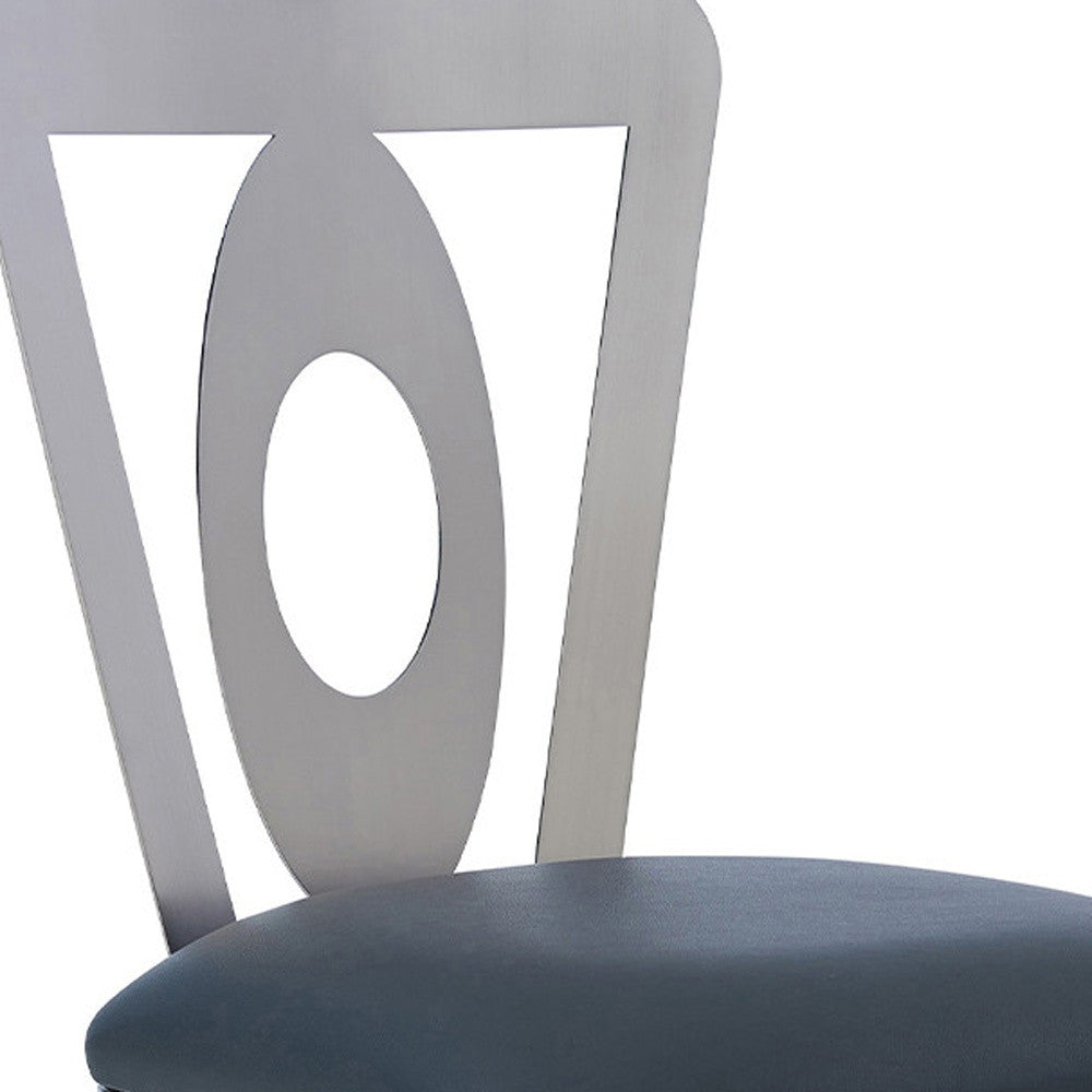 46" Gray Faux Leather And Iron Swivel Bar Height Chair
