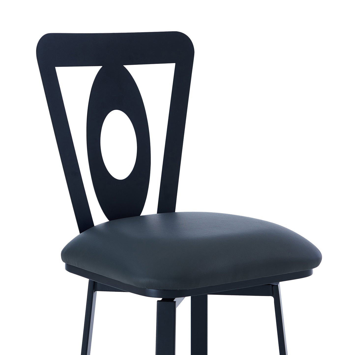 46" Gray Faux Leather And Iron Swivel Bar Height Chair