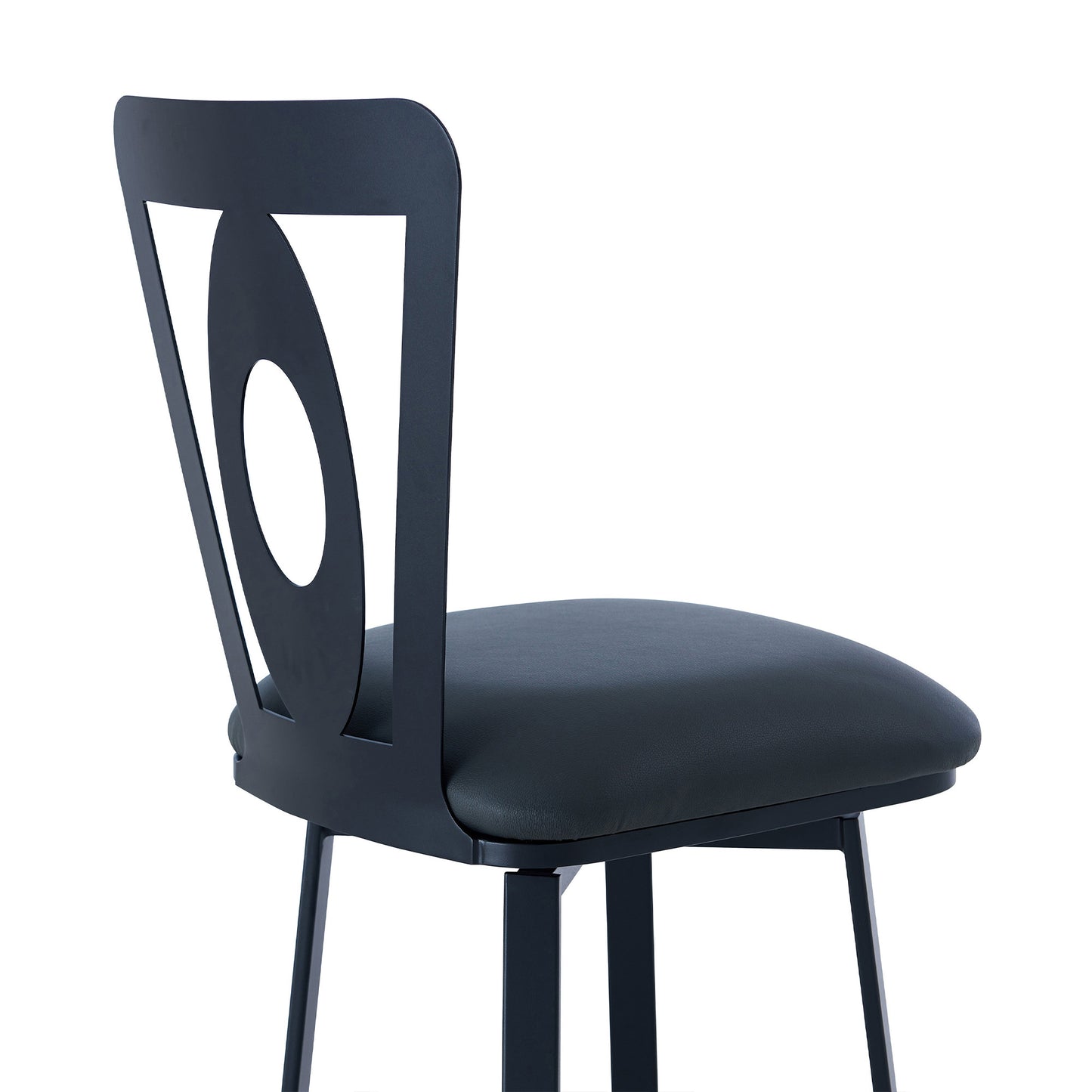 46" Gray Faux Leather And Iron Swivel Bar Height Chair